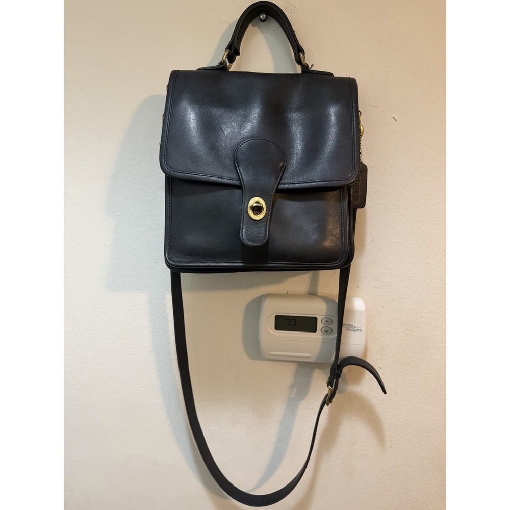 Vintage Coach 5130 Black Leather Station Bag Crossbody Satchel 1980s USA